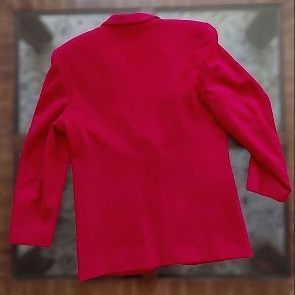 Vtg red wool cashmere blend single breasted blazer coat - Picture 4 of 14